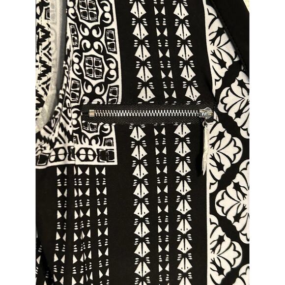 Carmen Marc Valvo Top Women's Small Black White Zipper Detail Sleeveless NEW - Picture 6 of 7